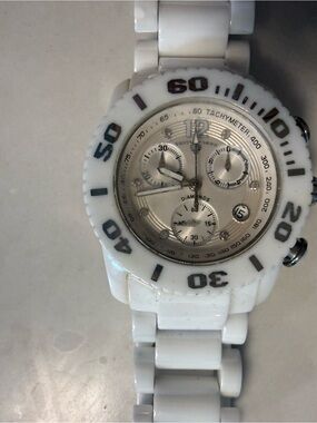 White Ceramic Chronograph Swiss legend Watch with Tachymeter